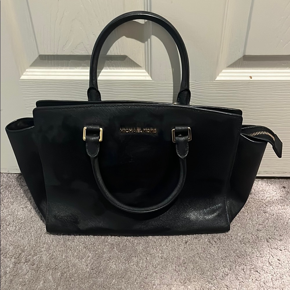 Michael Kors Black Leather Tote Bag
